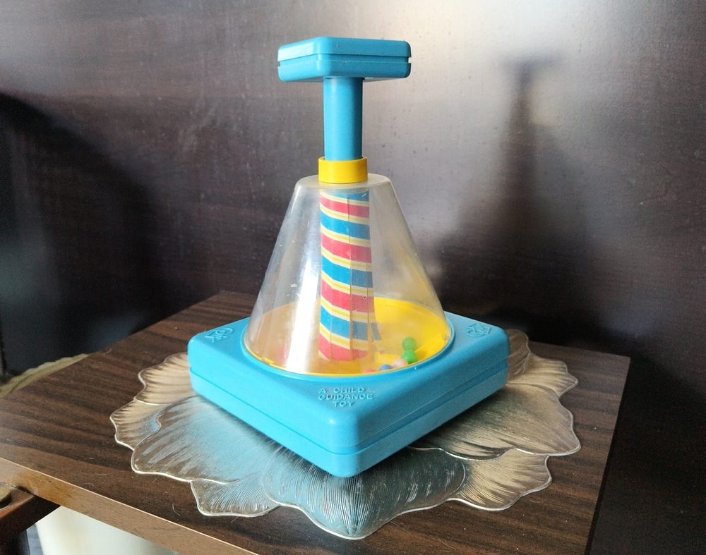 Vintage 70s Child Guidance Developmental Engagement Toy Baby Ball Popper Spinner
